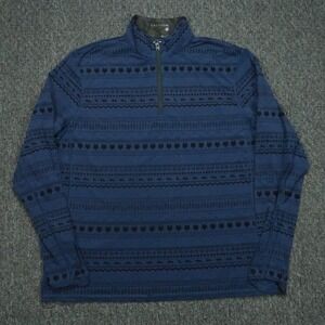 Greyson Pullover Men Large Blue Geo Wolf Print Performance Quarter Zip Midweight